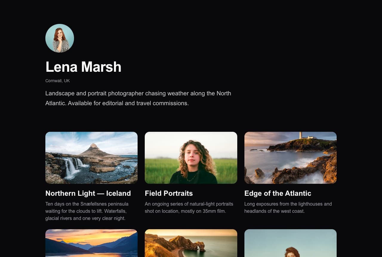 Bold theme with a photography portfolio
