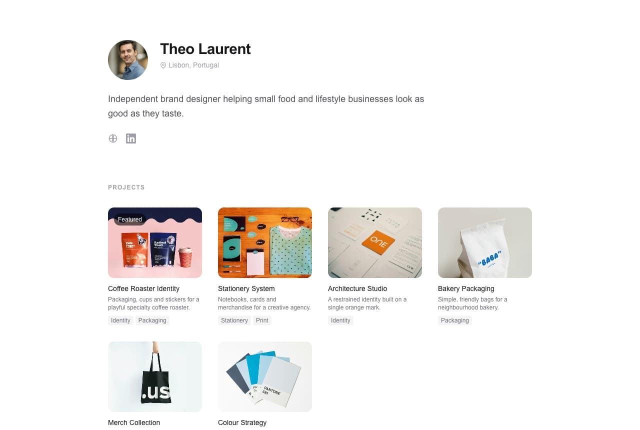Minimal theme with a branding portfolio