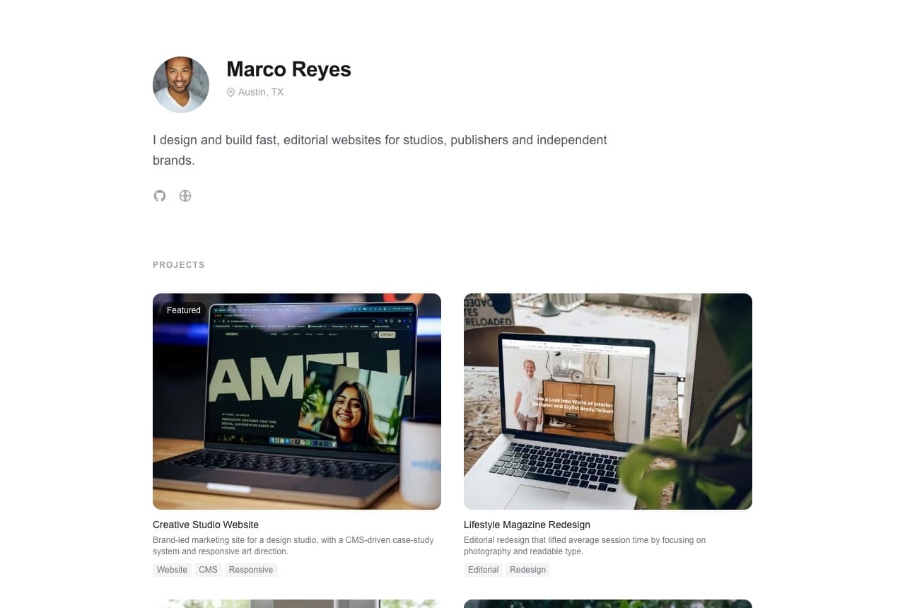 Minimal theme preview